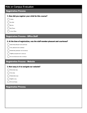 Kids on Campus Evaluation Form