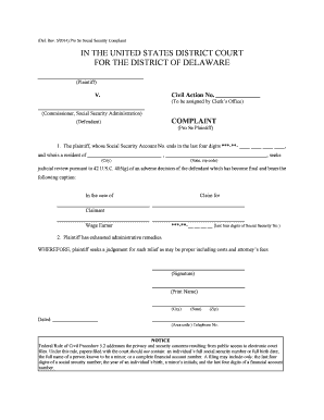 Pro Se Social Security Complaint