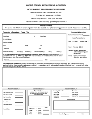 New Jersey Government Records Request Form