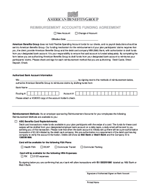 Reimbursement Accounts Funding Agreement