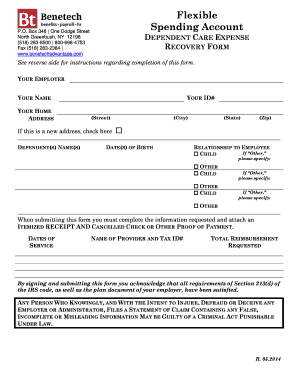 Dependent Care Expense Recovery Form