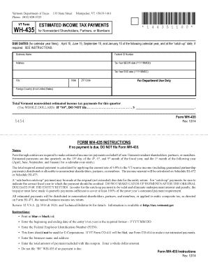 Vermont Nonresident Estimated Income Tax Payment Form