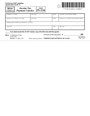 Vermont Payment Voucher IN-116