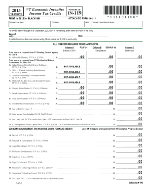 Vermont Economic Incentive Income Tax Credits Form