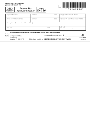 Vermont Income Tax Payment Voucher