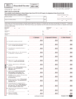 Vermont Household Income Schedule HI-144