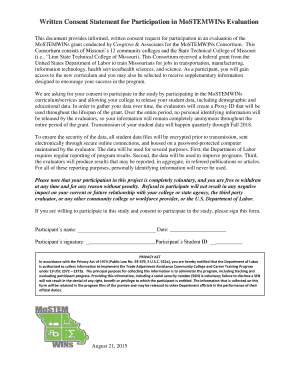 MoSTEMWINs Evaluation Consent Form