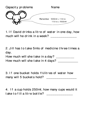 Capacity Problems Worksheet