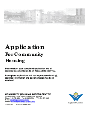 Application for Community Housing Waterloo Region