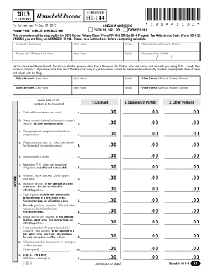 Vermont Household Income Schedule