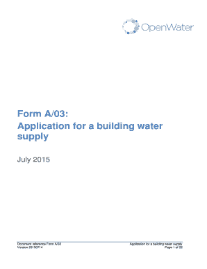 Application for Building Water Supply