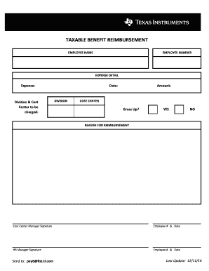 Taxable Benefit Reimbursement Form