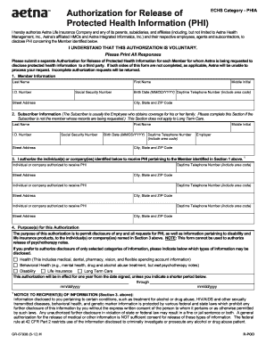 Aetna PHI Release Authorization Form