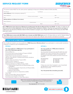 Assurance Wireless Service Request Form