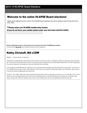 IN-APSE Board Elections 2012-2014