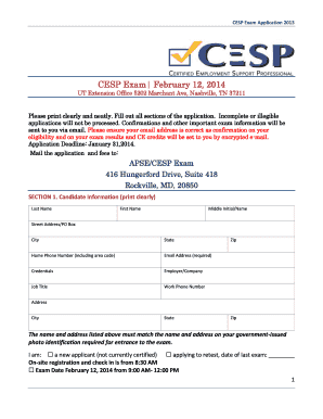 CESP Exam Application 2013