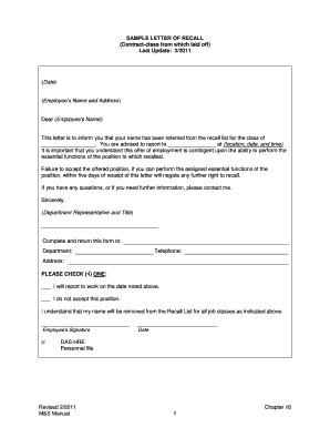 Employee Recall Letter