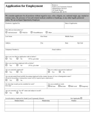 Employment Application Form