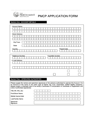 Perth Mint Certificate Program Application Form