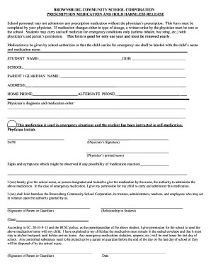 Prescription Medication Release Form