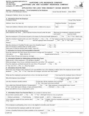 Long Term Disability Income Benefits Application