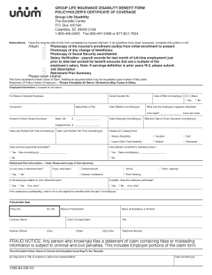 Group Life Insurance Disability Benefit Form
