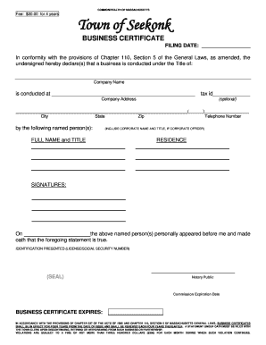 Massachusetts Business Certificate