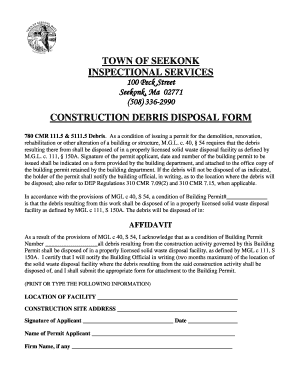 Construction Debris Disposal Form