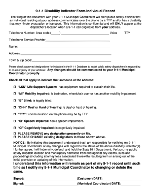 9-1-1 Disability Indicator Form