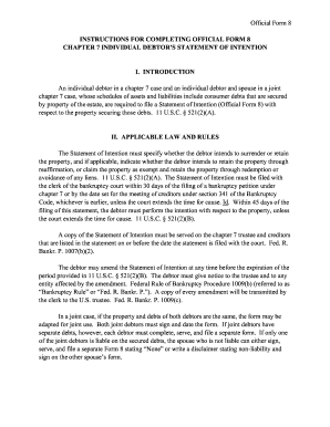 Chapter 7 Individual Debtor's Statement of Intention