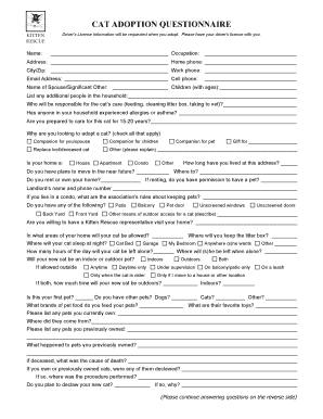 Cat Adoption Questionnaire