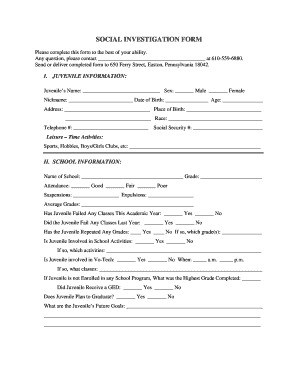 Social Investigation Form
