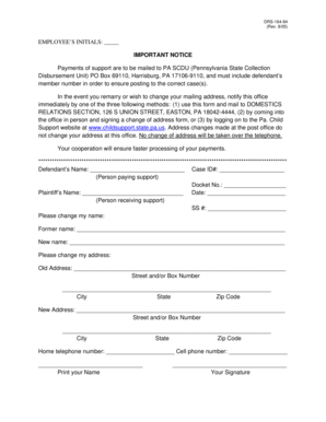 Pennsylvania Child Support Address Change Form