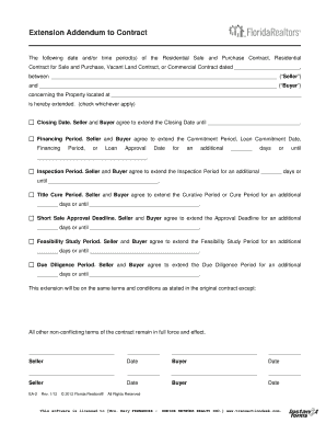 Extension Addendum to Contract