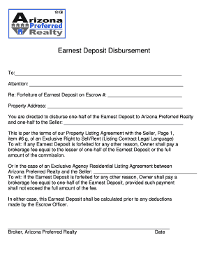 Earnest Deposit Disbursement Form