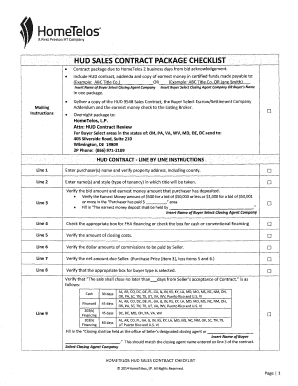 HUD Sales Contract Package Checklist