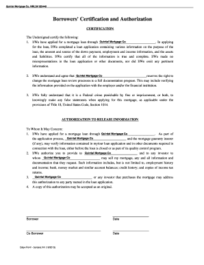 Borrowers' Certification and Authorization