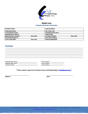Rehab Loan Property Submission Form
