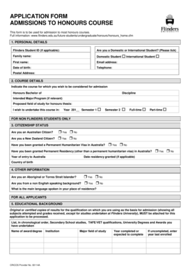 Honours Course Application Form
