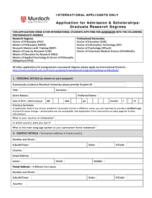 International Graduate Research Degree Application Form