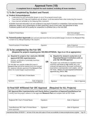 ISEF Student Research Approval Form