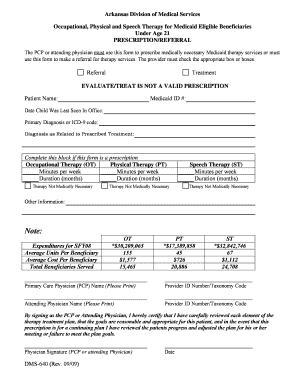 Arkansas Medicaid Therapy Prescription Form