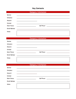 Key Contacts Form