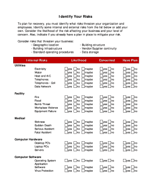 Business Risk Assessment Form