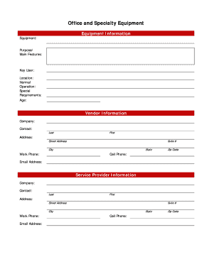Office Equipment Information Form