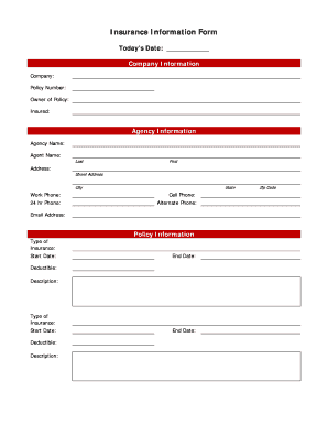 Insurance Information Form