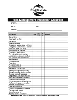 Event Risk Management Inspection Checklist