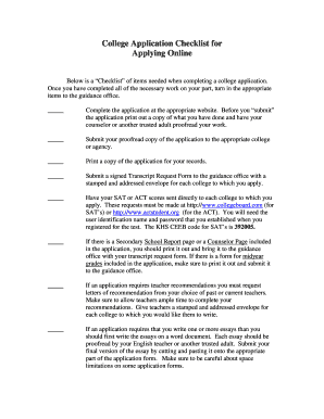 College Application Checklist
