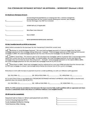 FHA Streamline Refinance Worksheet
