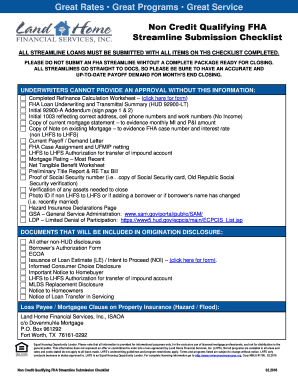 FHA Streamline Submission Checklist